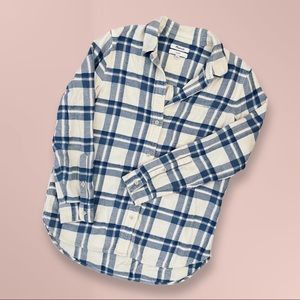 Madewell Blue and Cream Plaid Flannel